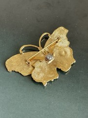 Vintage signed ART Arthur Pepper enamel butterfly brooch pink green