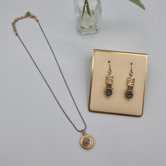 Brighton Necklace Earring Set Gold/Sliver Tone Pendant Boho Chic Happiness