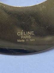 Celine Gold Tone Crescent Shield Hoop Earrings Made in Italy COA 1.5″