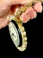 Vintage Huge Otto Grun Mechanical Pocket Watch 62” L. Rope Chain Not Running