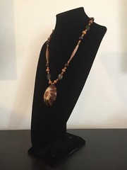 Shell Pendant Necklace with Shades of Tan and Black – 25.25 in.