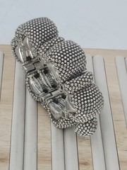 Antique Rajasthan Tribal Sterling Silver Granulated Bracelet 290g Handmade 6.75