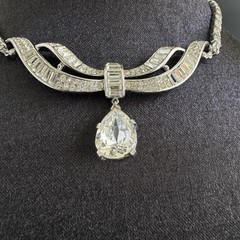 Vintage 1955 Crown Trifari Rhinestone Necklace Alfred Philippe J Hook Choker
