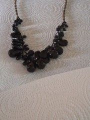 Chan Luu Vintage designer black onyx faceted glass necklace