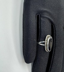 Vintage Sterling Silver And Black Onyx Ring Approx Sz 7