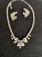 Weiss Necklace Earrings Brilliant Round Smoky Rhinestone Vintage Jewelry