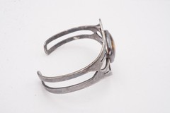 Vintage Sterling Silver 925 Tigers Eye Cuff Bracelet 6.5″