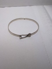 Vintage Sterling Silver Tension Hook Bangle Bracelet Stamped 925 7.75inch
