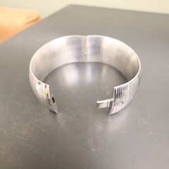 VicenzaSilver bracelet JCM 925 sterling silver textured cuff hinged 6.75 in fit