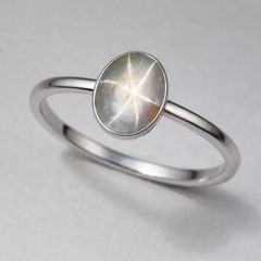 Natural White Star Sapphire Ring 925 Sterling Silver Minimalist Ring