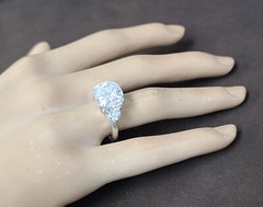 14k White Gold Engagement Ring 6.18ct Lab Grown Simulate Diamond Cushion Shape