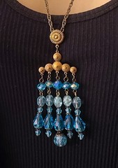 Art Nouveau Necklace Antique Aqua Crystal Chandelier Pendant German Glass