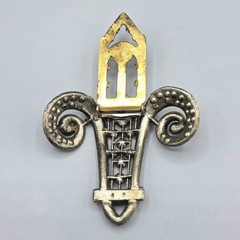 Art Deco Multi Color Paste Rhinestone Gilt Feminist Dress Clip