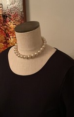 Vintage Large Golden Faux Pearl Knotted Choker Necklace 15.5” Long