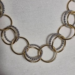 Talbots Two-Tone Links Necklace Gold & Silver Interlocking Circles