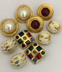 Vintage Jewelry Lot Gold Tone Clip On Earrings