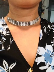 Vtg WEISS Sparkling Clear Rhinestones Square Shape Earrings & Necklace 15” Set