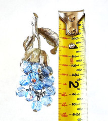 Vintage Silver-Tone Blue Faceted Crystal Bead Dangle Brooch Pin & Earrings – Exc