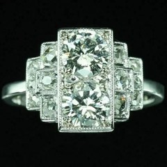 2.80CT Two Stone Art Deco Geometric Cluster Lab Created Diamond Ring 925 Silver