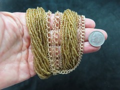 Vintage 1960’s Golden Seed Bead w/Multiple Chain Necklace Adjustable