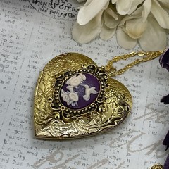 Gold Heart Locket Photo Birthday Anniversary Wedding Hummingbird Bird Necklace