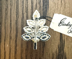 Eisenberg Ice Christmas tree pin brooch Clear Rhinestones Blue Sapphire