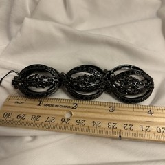 Monet link bracelet black crystal filigree marcasite Victorian Gothic glam art