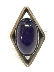 Y47 Modernist 1970s Purple 5 Ct Amethyst 935 Silver Ring Size 6.75 – 7.0 – 925