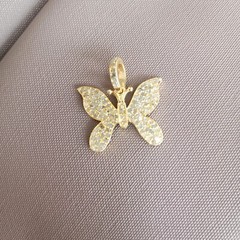 1 Pc Pave Diamond Butterfly Charm Pendant 925 sterling vermeil 21mmx11mm 145