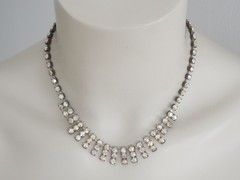 Vintage Necklace Collar Rhinestones Aurora Borealis 21.8 G/Approx. 39-42 Cm