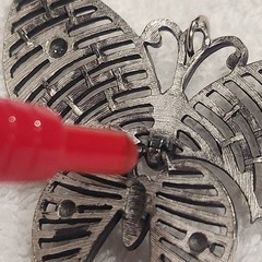 Vintage Silver Tone Butterfly Pendant Large Openwork Statement articulated