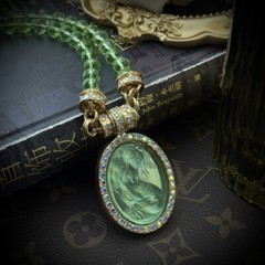 Medieval Retro Vintage Light Luxury Cute Mermaid Series Oval Magnetic Pendant