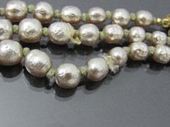 Vintage Miriam Haskell Silver Baroque Glass Pearl 3 Strand Necklace Signed