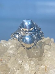 Balls ring size 5.50 floral pinky bubble band Art Deco sterling silver women gi