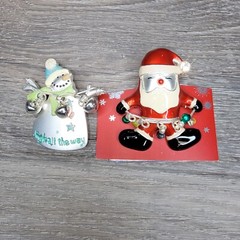Santa Brooch Open Silver tone Work Vintage Enamel Christmas Holiday Pin Snowman