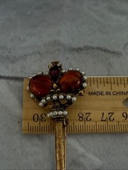 vintage 1960s Weiss unsigned Royal Crown key glass cabochons, red crystal 2.75”