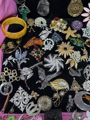 Costume Jewelry Brooch Lot Bakelite, Eisenberg, Jay Strongwater, Swarovski, JJ