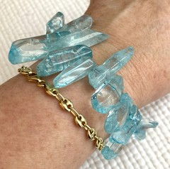 druzy quartz blue chunky bracelet 8.5 in