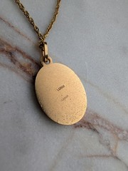 Vintage Lanvin Oval Logo Pendant Necklace Gold Plated 15-17″