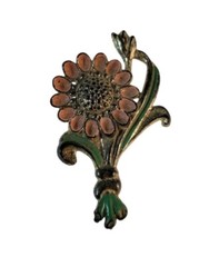 Vintage Flower Brooch Multicolored Plastic Material 3.5 In
