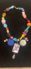 Vintage Statement Fun Party Necklace 19″ Lg Glass Multicolored Beads w/pendants
