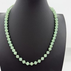 Vintage Green Stone Necklace Natural Round Polished Estate