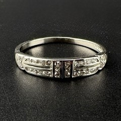 DIAMOND ART DECO BAND RING – 900 PLATINUM – 0.25 CTW – VS2 F-G – SIZE 7