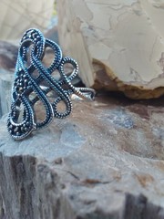 Vtg. RJ GRAZIANO Filigree Infinity 925 & Marcasite Ring- Size 8
