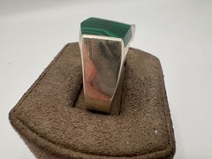 Vintage Sterling Silver TL-89 Inlay Malachite Rings, Size 11.25