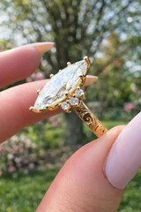 2.30Ct Marquise-Cut EF Lab Grown Diamond Vintage Engagement Ring 14k Yellow Gold