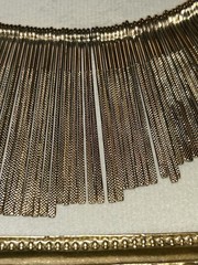 Vintage Gold Tone Fringe Necklace Textured Chain Bib Statement 9.75” Boho Chic