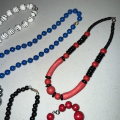 Vintage Lot Of 8 Big And Med. Beaded Necklaces Artsy Jewelry