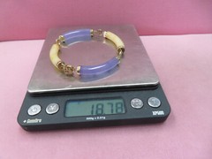 7.25″ 14K Lavender & Yellow Jadeite Jade Bracelet 18.78 Grams
