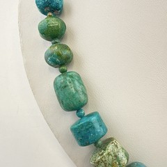 Jay King Necklace Turquoise Blue Carved Graduated Chunky Sterling Silver 925